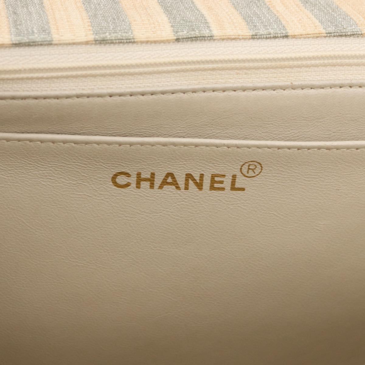 CHANEL Matelasse 30 Chain Shoulder Bag Canvas Gray Gold CC Auth 182738SAV