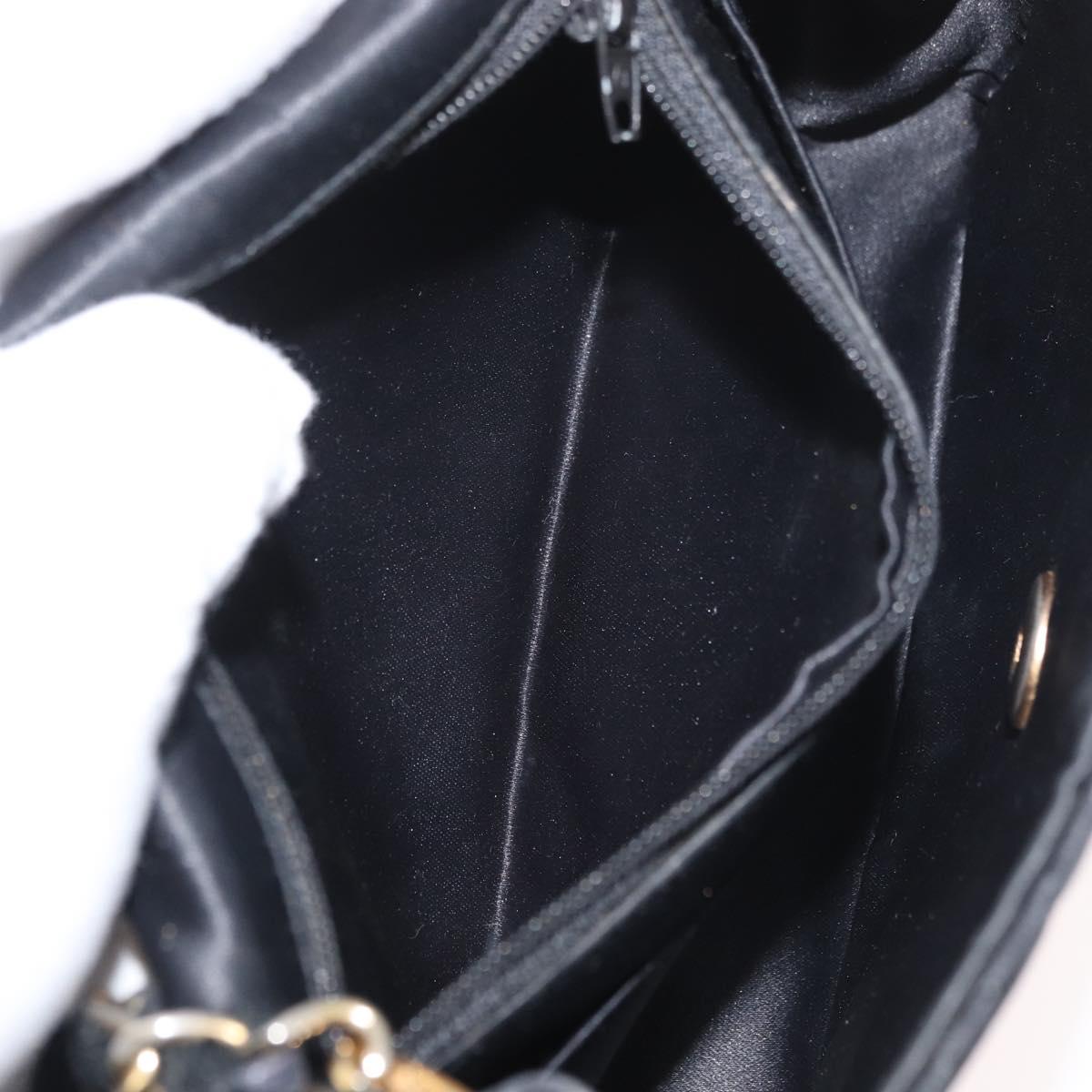 CHANEL Mini Matelasse 17 Chain Shoulder Bag Satin Black Gold CC Auth 182739SAV