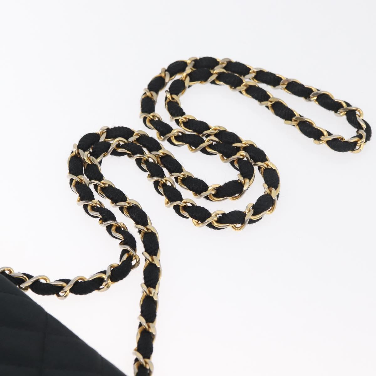 CHANEL Mini Matelasse 17 Chain Shoulder Bag Satin Black Gold CC Auth 182739SAV