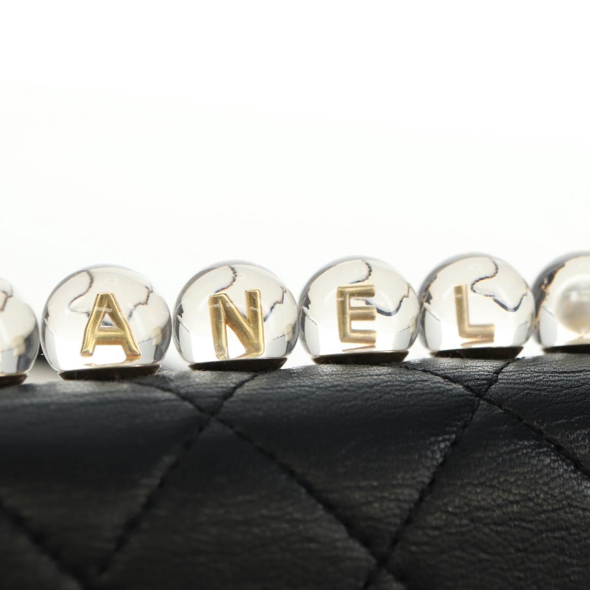 CHANEL Matelasse Chain Shoulder Bag Lamb Skin Black Gold CC Auth 182742SAM