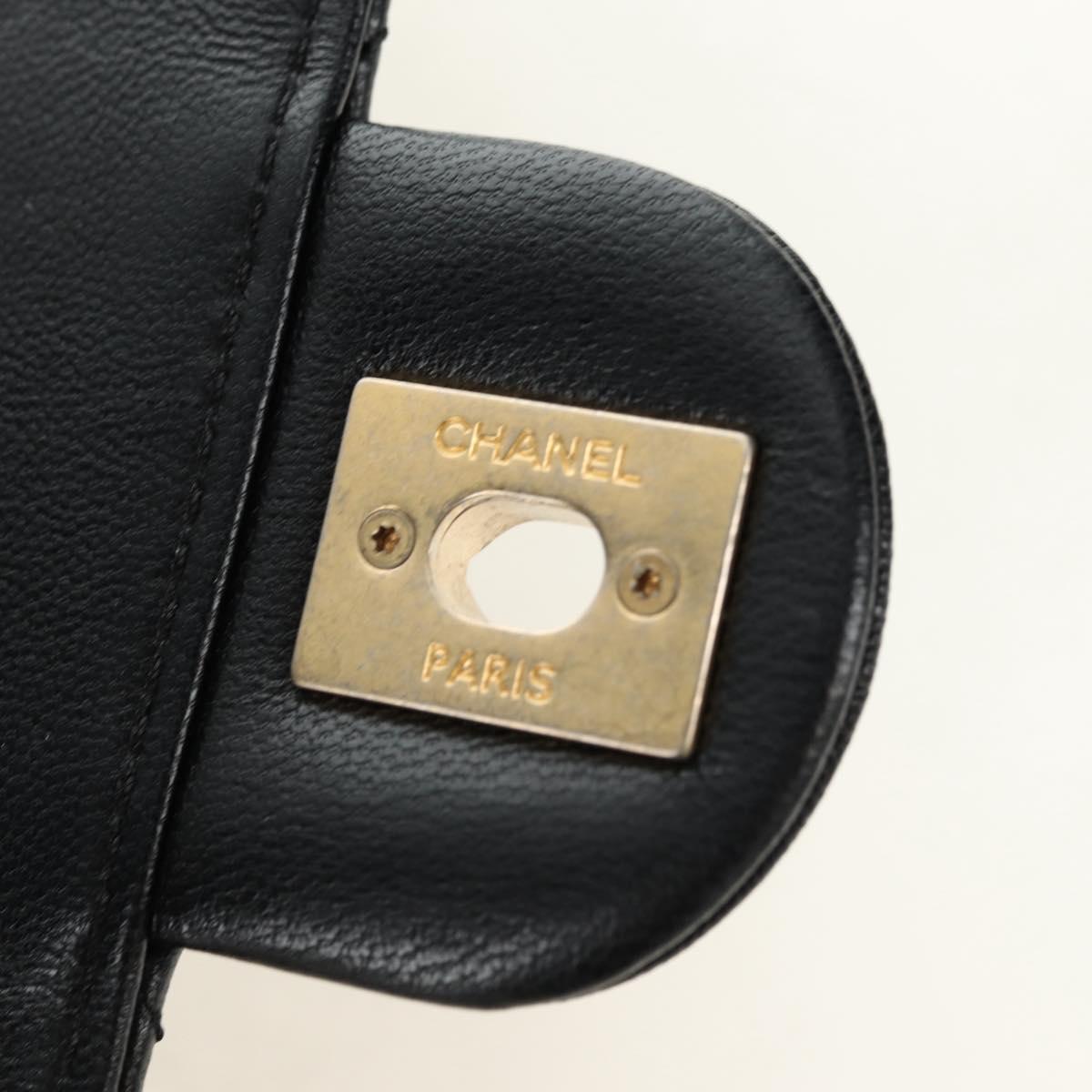 CHANEL Matelasse Chain Shoulder Bag Lamb Skin Black Gold CC Auth 182742SAM