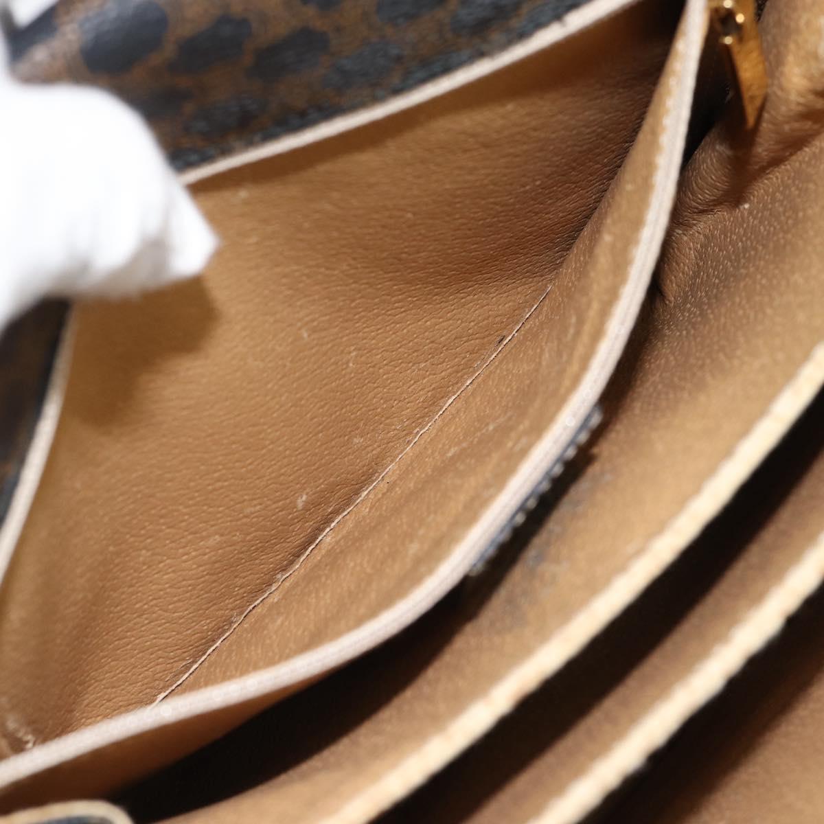 CELINE Macadam Canvas Horse Carriage Bag PVC Leather Black Gold Auth 182778V