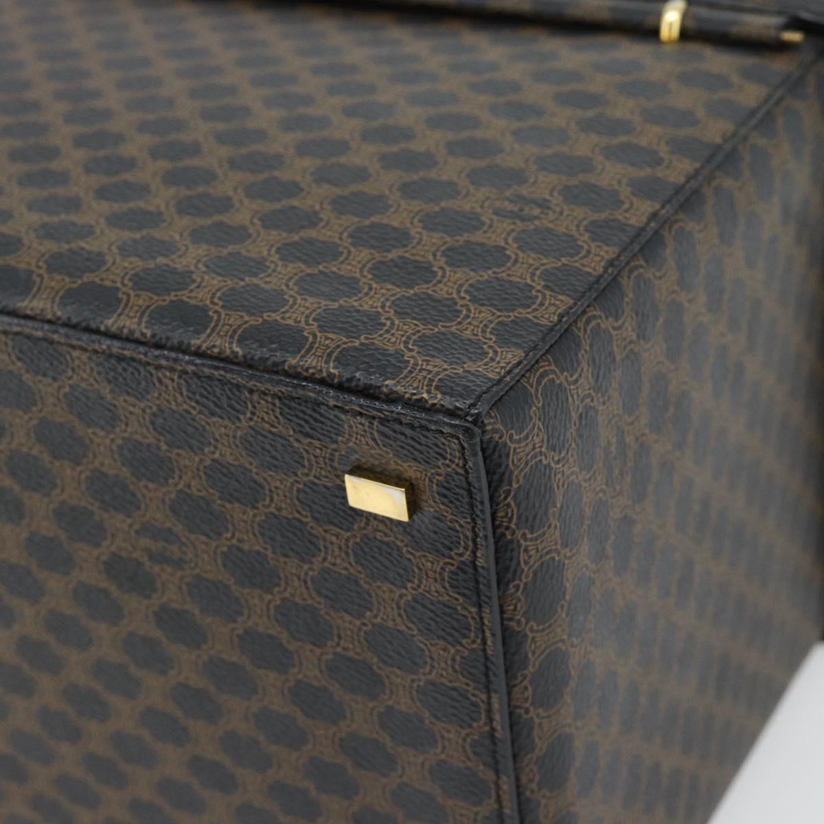 CELINE Macadam Canvas Vanity Horse Carriage Bag PVC Leather Black Auth 182779V
