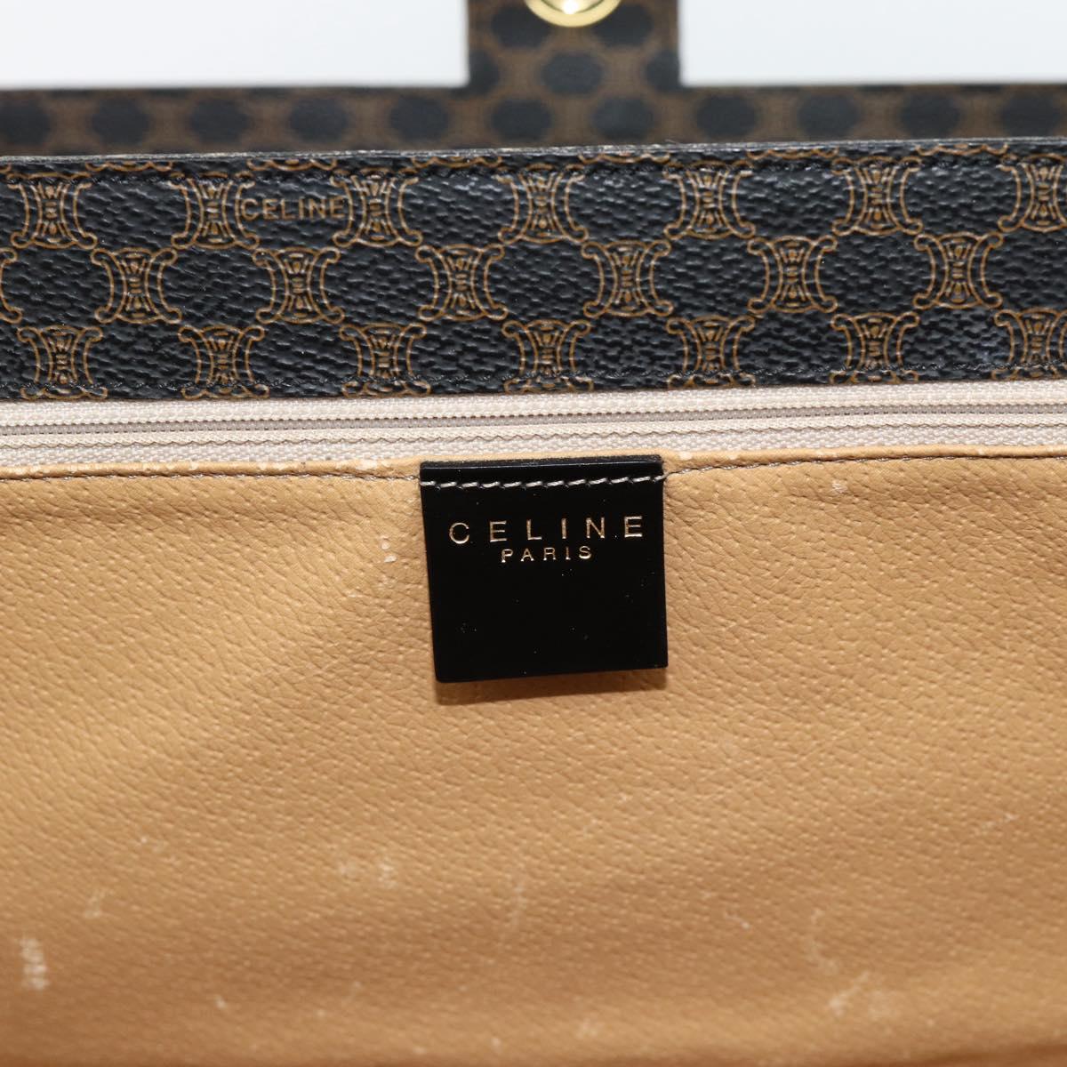 CELINE Macadam Canvas Vanity Horse Carriage Bag PVC Leather Black Auth 182779V