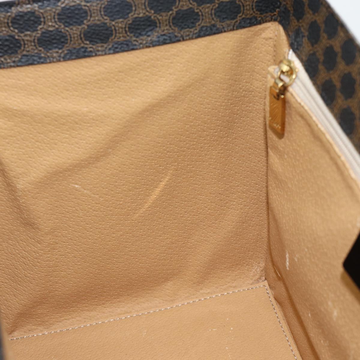 CELINE Macadam Canvas Vanity Horse Carriage Bag PVC Leather Black Auth 182779V