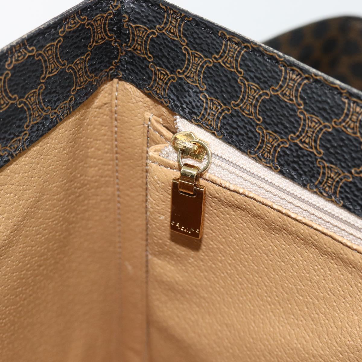CELINE Macadam Canvas Vanity Horse Carriage Bag PVC Leather Black Auth 182779V
