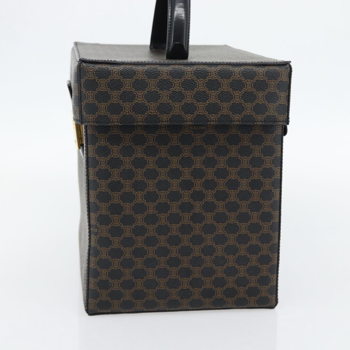 CELINE Macadam Canvas Vanity Horse Carriage Bag PVC Leather Black Auth 182779V