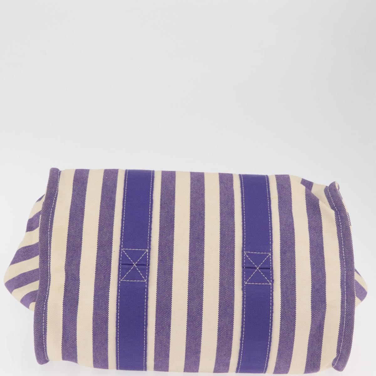 HERMES Cannes MM Hand Bag Canvas Purple Silver Auth 182783A