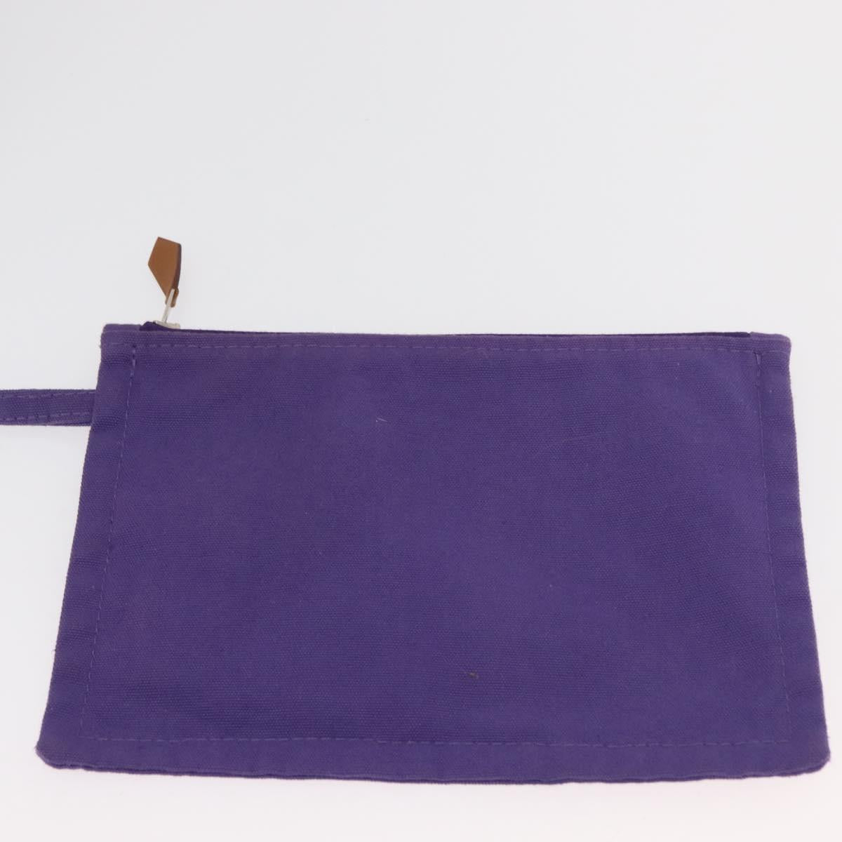 HERMES Cannes MM Hand Bag Canvas Purple Silver Auth 182783A