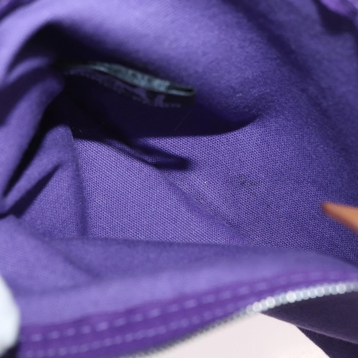 HERMES Cannes MM Hand Bag Canvas Purple Silver Auth 182783A