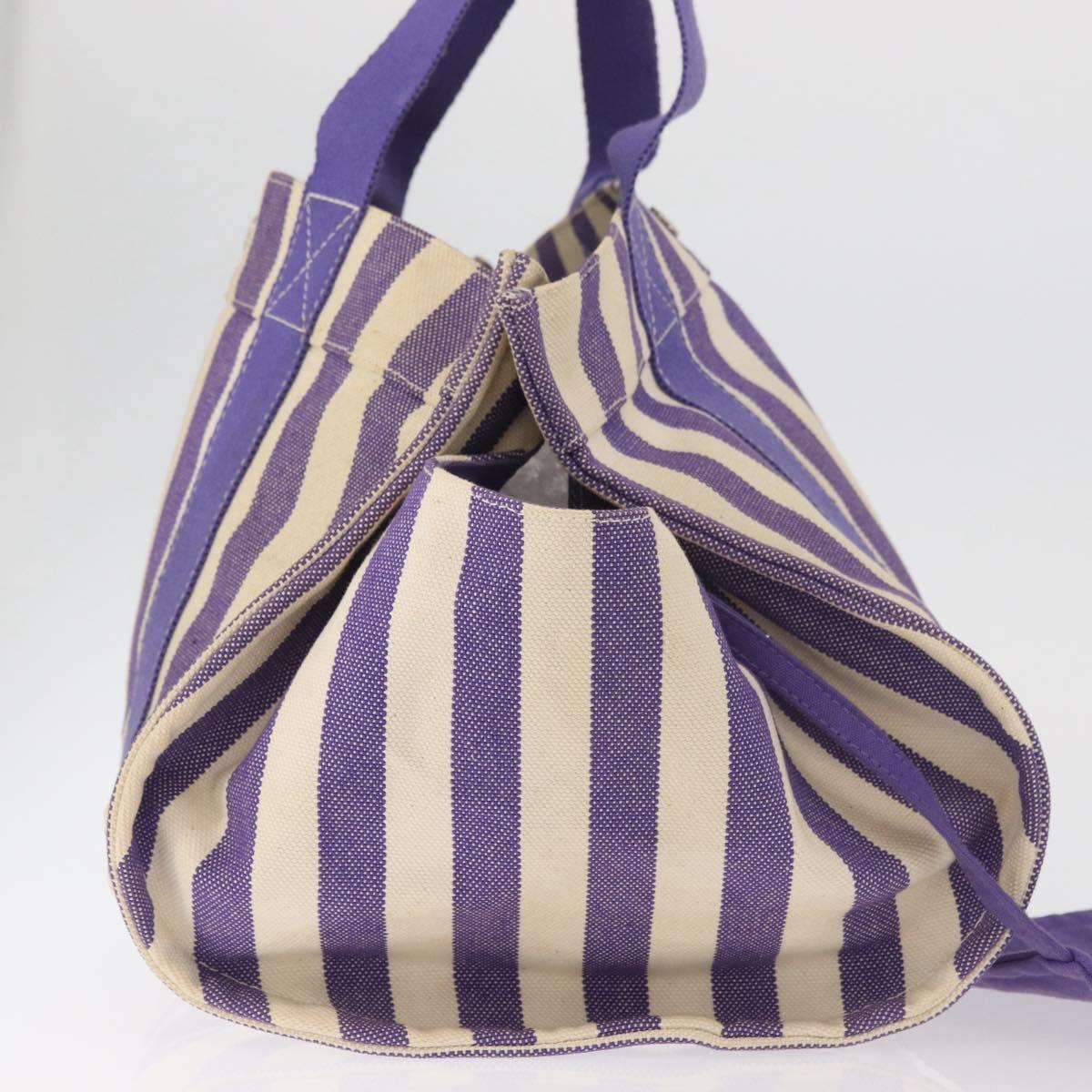 HERMES Cannes MM Hand Bag Canvas Purple Silver Auth 182783A