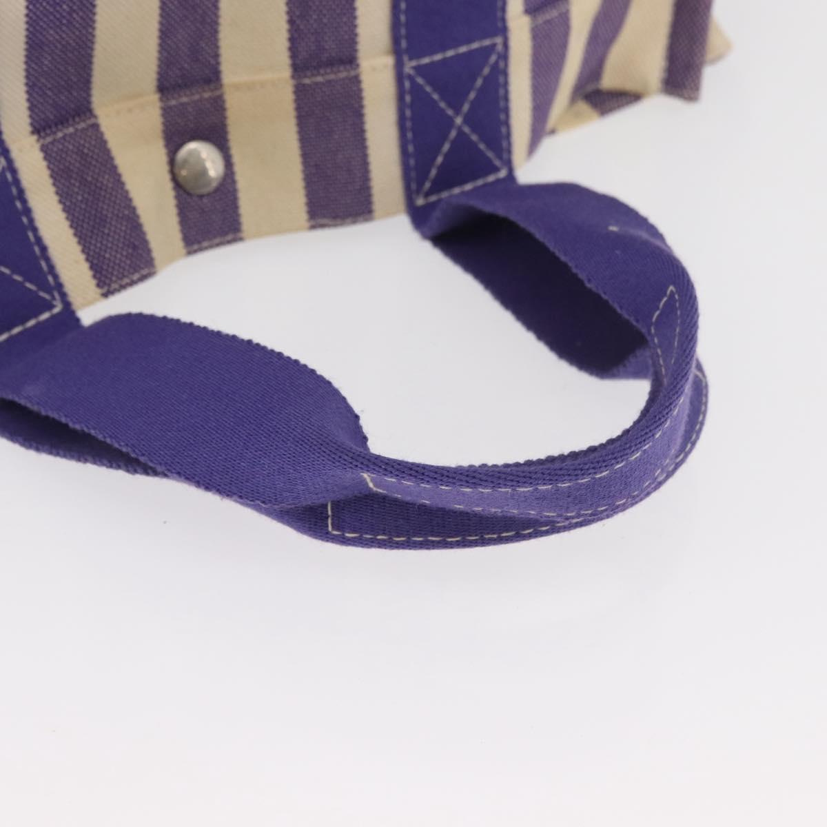 HERMES Cannes MM Hand Bag Canvas Purple Silver Auth 182783A