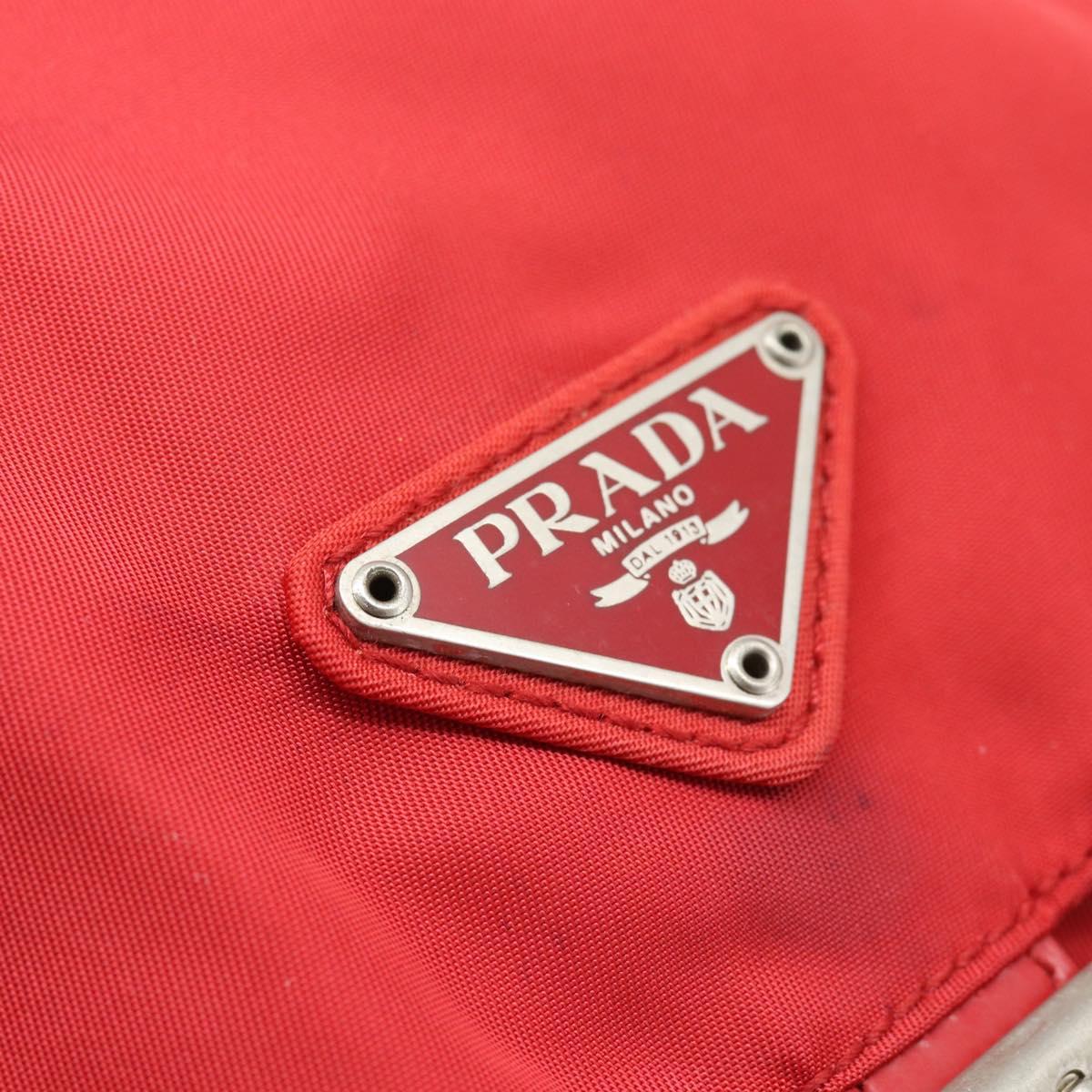 PRADA Backpack Nylon Red Silver Auth 182785A