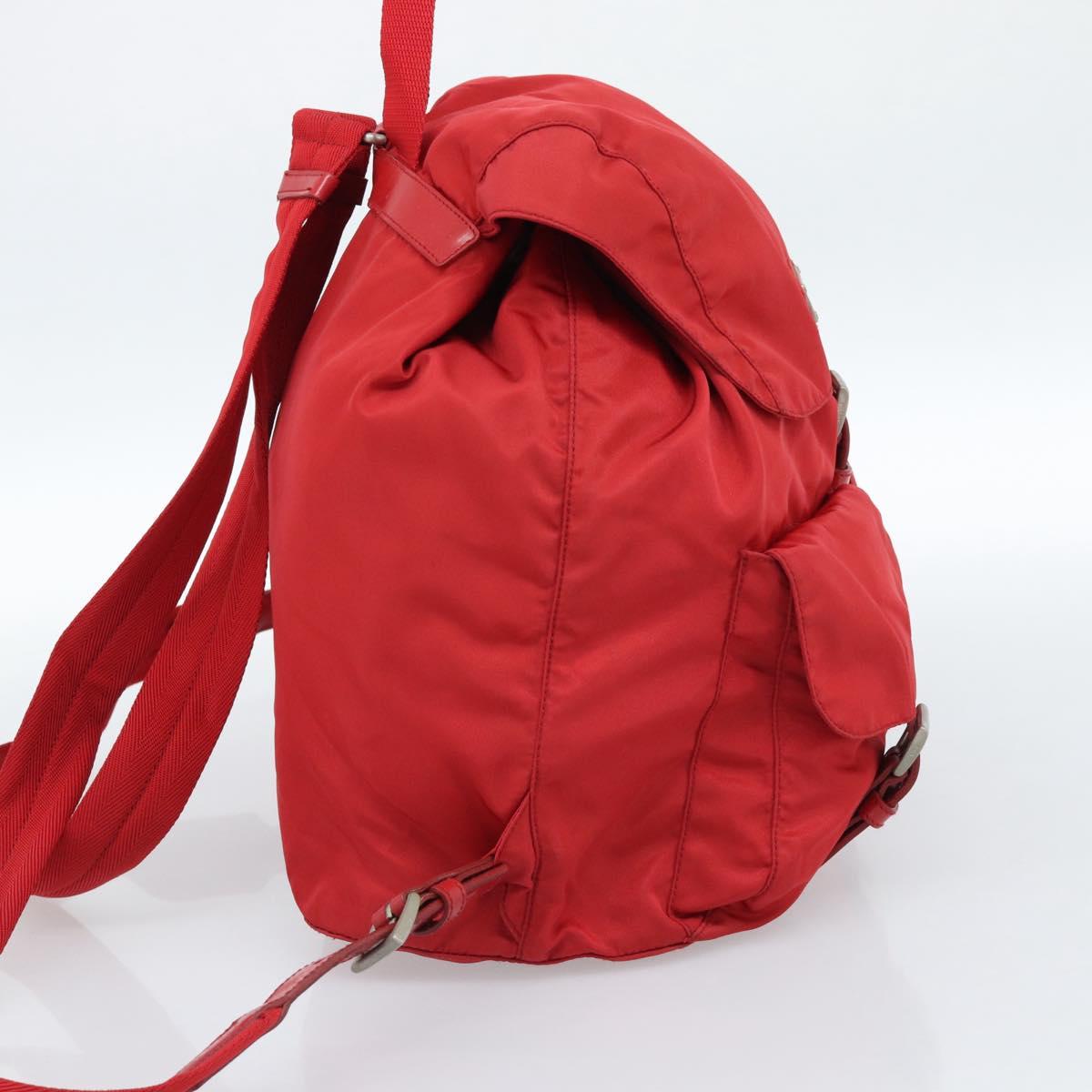 PRADA Backpack Nylon Red Silver Auth 182785A