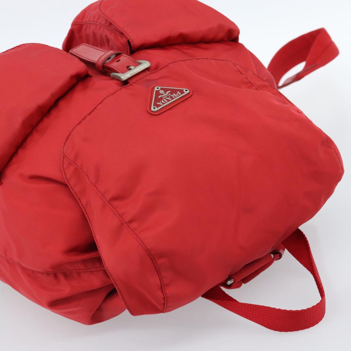 PRADA Backpack Nylon Red Silver Auth 182785A