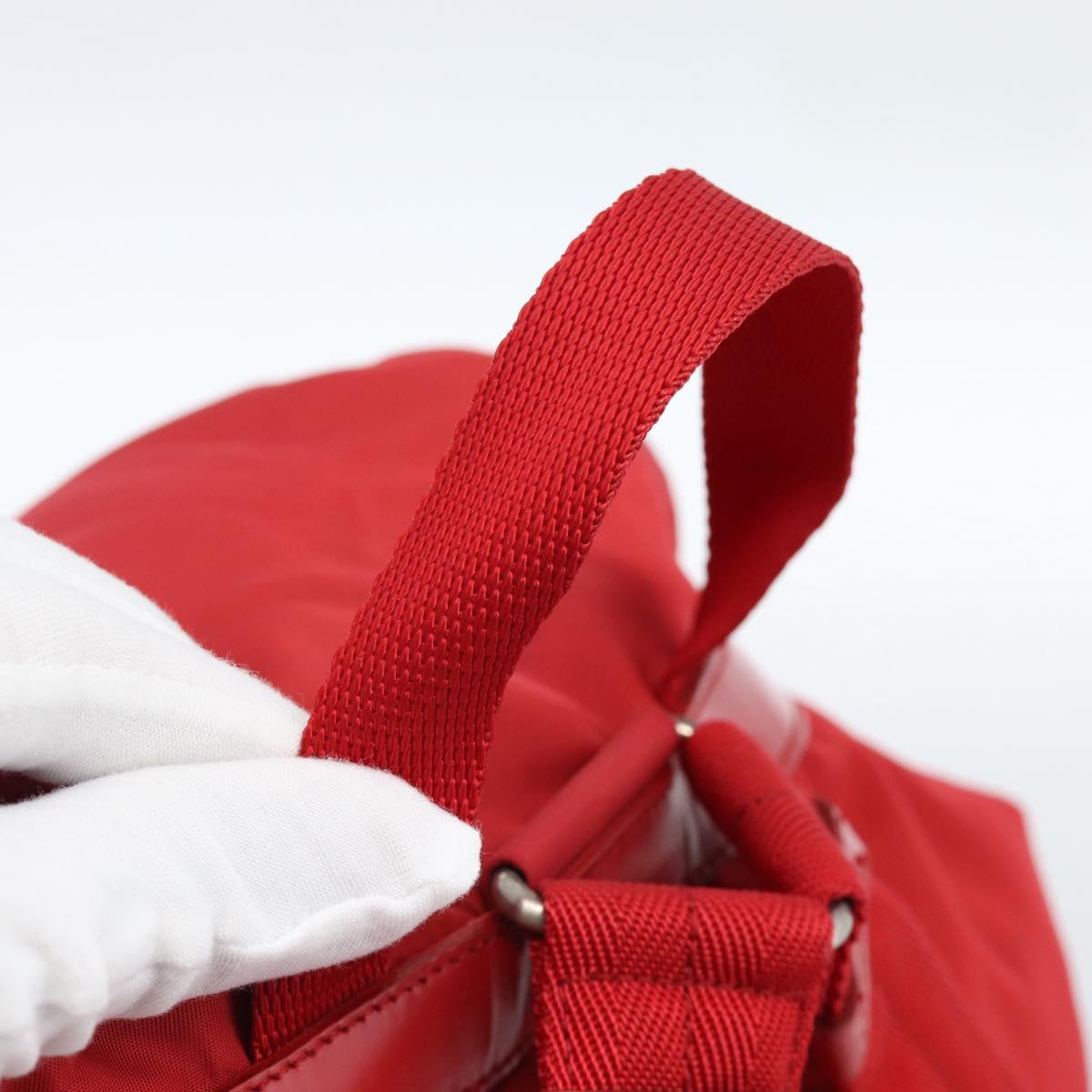 PRADA Backpack Nylon Red Silver Auth 182785A