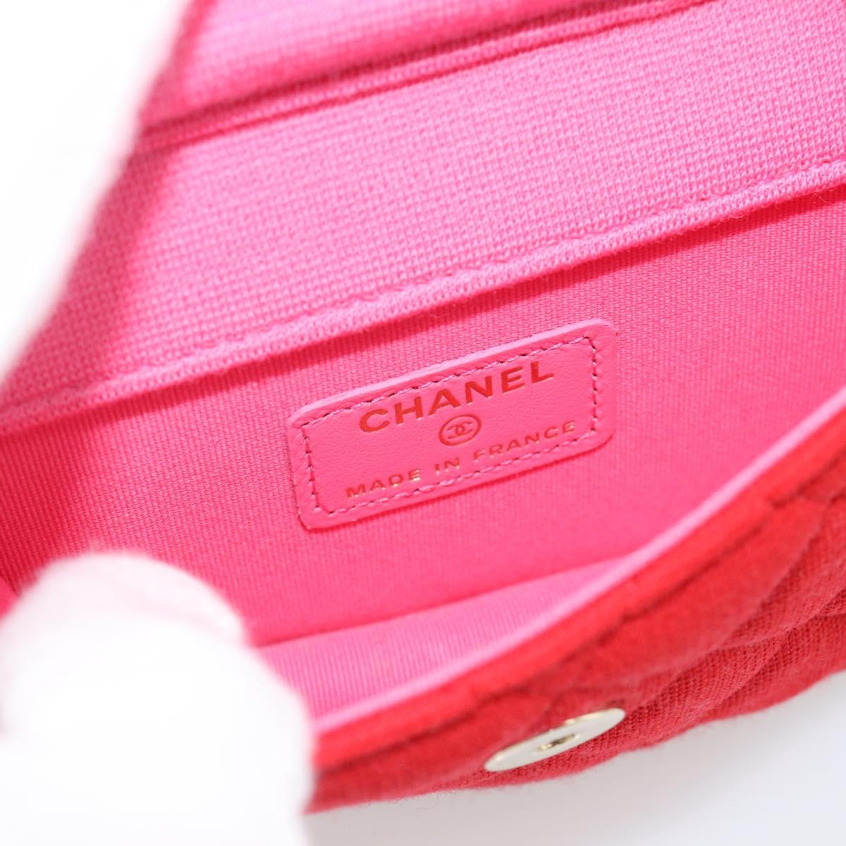 CHANEL Chain Mini Matelasse 12 Shoulder Bag Cotton Red Gold CC Auth 182786SM