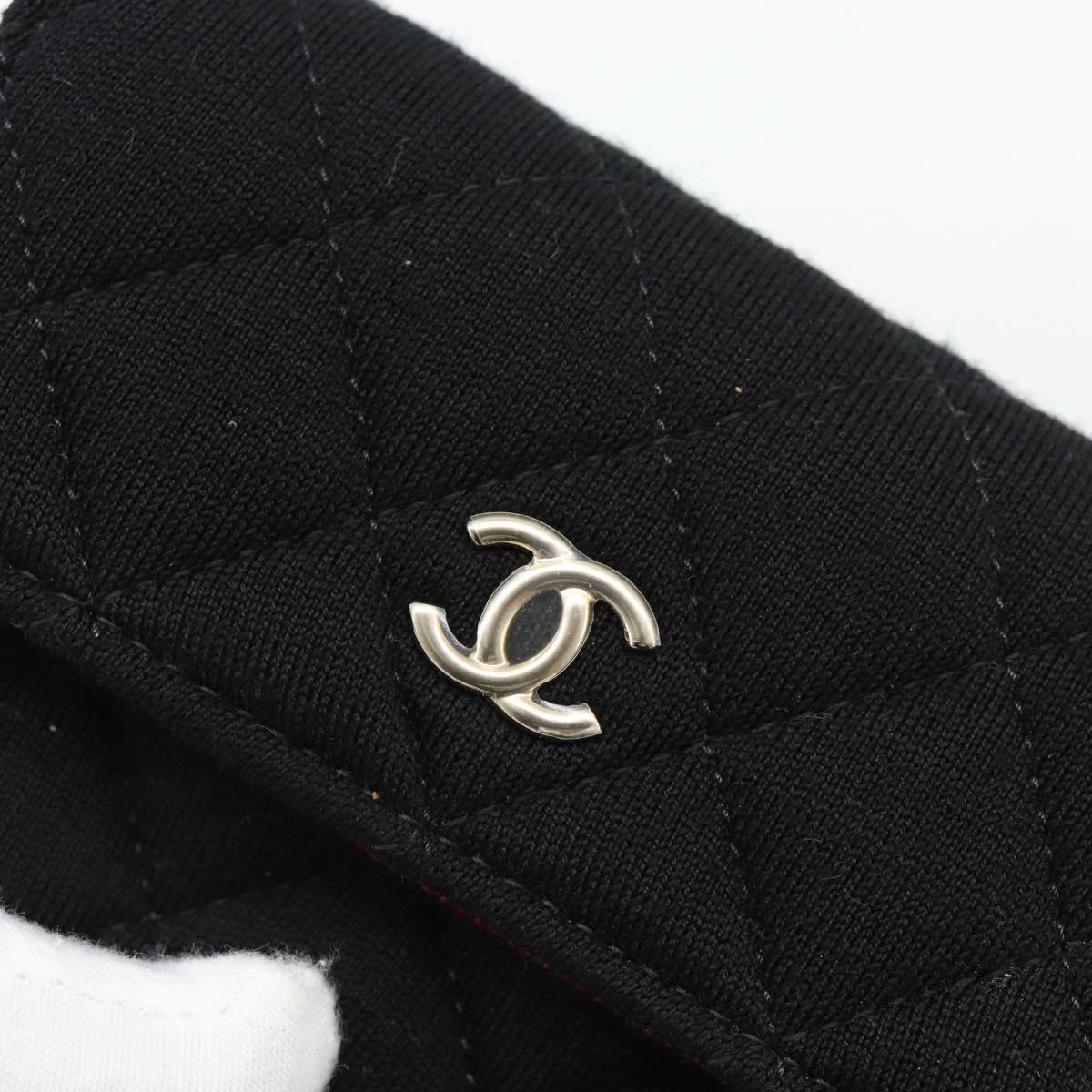 CHANEL Chain Mini Matelasse 12 Shoulder Bag Cotton Black Gold CC Auth 182787SM