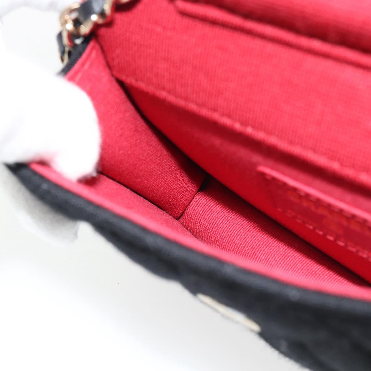 CHANEL Chain Mini Matelasse 12 Shoulder Bag Cotton Black Gold CC Auth 182787SM