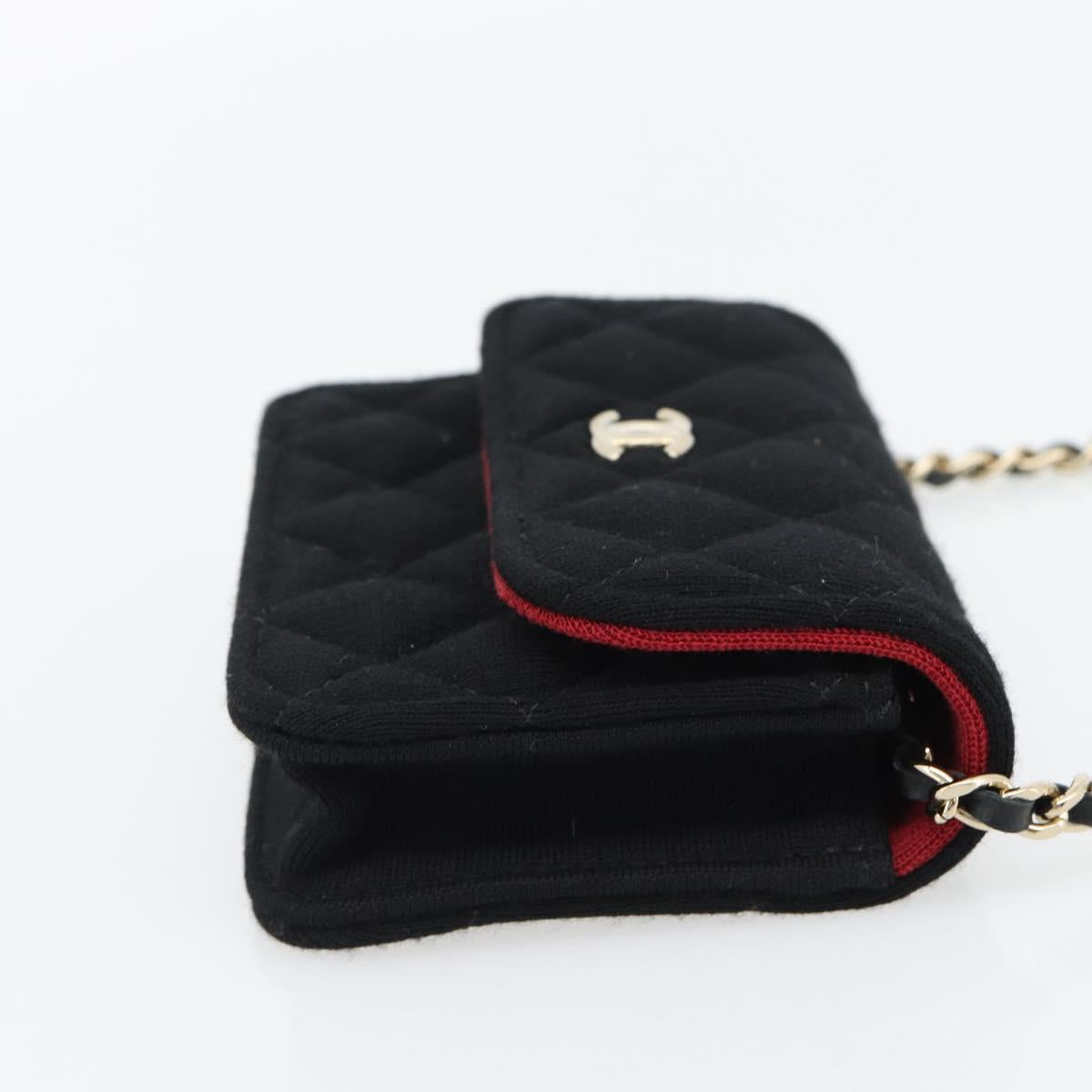 CHANEL Chain Mini Matelasse 12 Shoulder Bag Cotton Black Gold CC Auth 182787SM