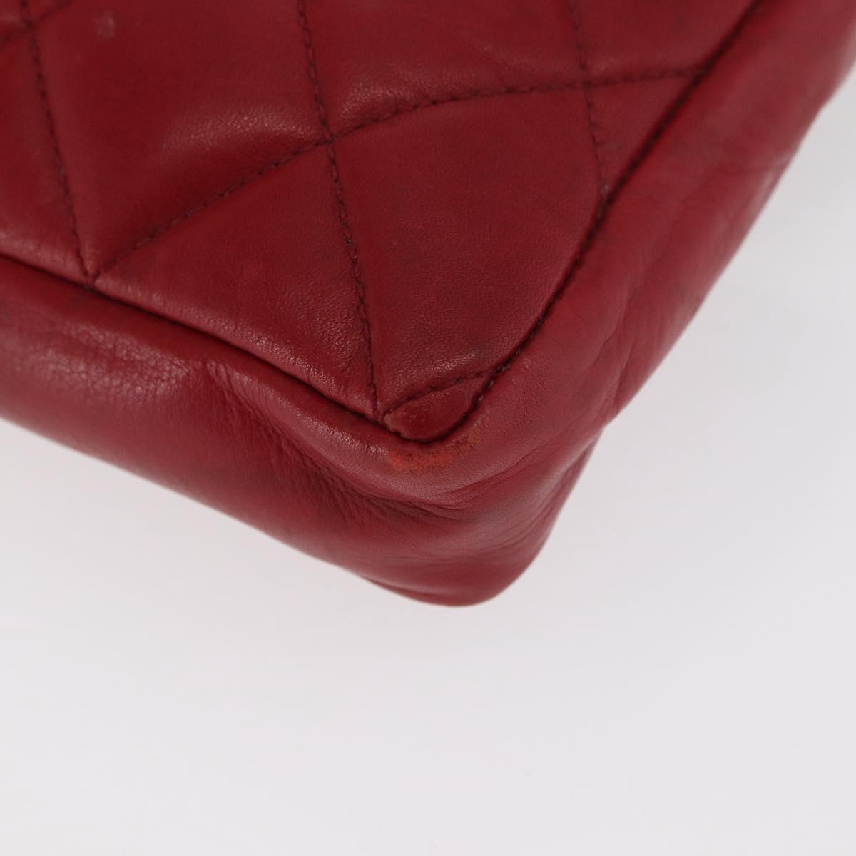 CHANEL Matelasse Waist bag Lamb Skin Red Gold CC Auth 182788