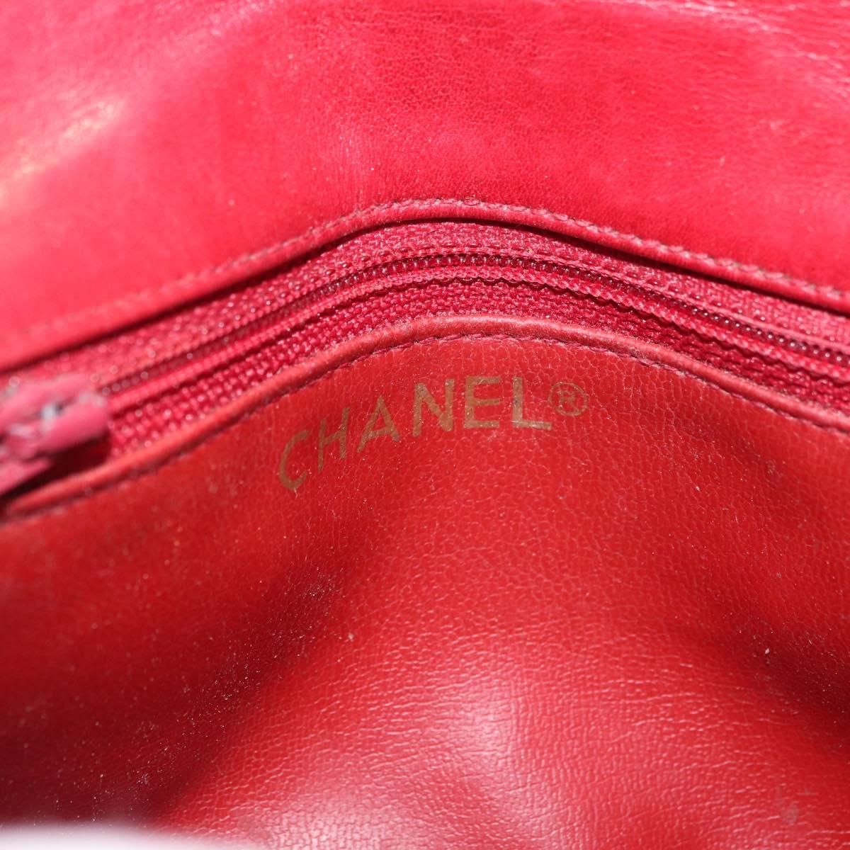 CHANEL Matelasse Waist bag Lamb Skin Red Gold CC Auth 182788