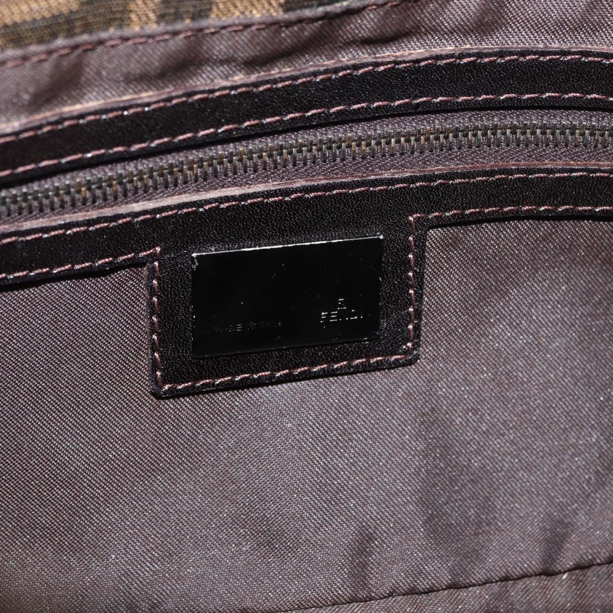 FENDI Zucca Canvas Mamma Baguette Shoulder Bag Black Brown Auth 182801V