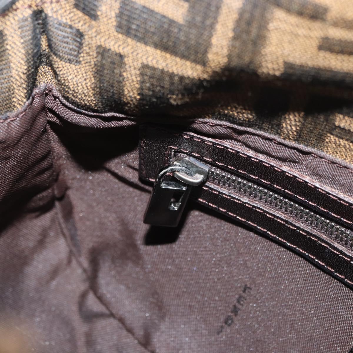 FENDI Zucca Canvas Mamma Baguette Shoulder Bag Black Brown Auth 182801V