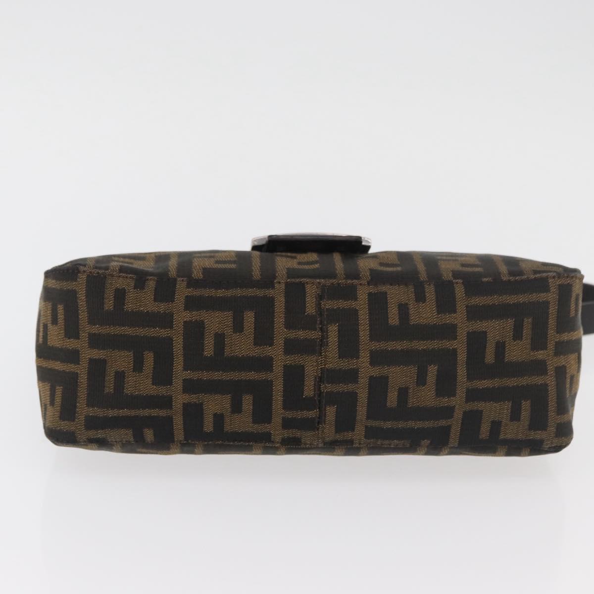 FENDI Zucca Canvas Mamma Baguette Shoulder Bag Black Brown Auth 182801V