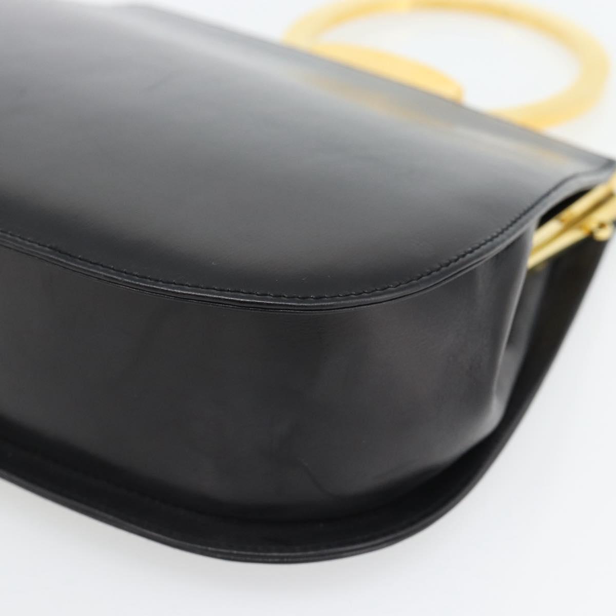Salvatore Ferragamo Gancini Hand Bag Leather 2way Black Gold Auth 182803A