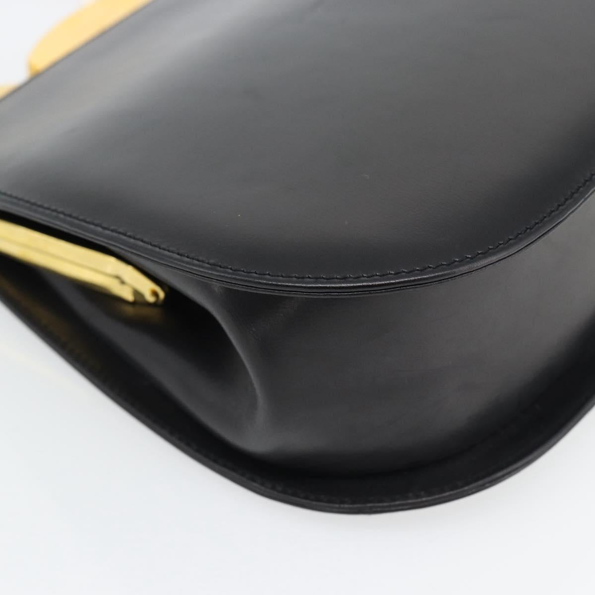 Salvatore Ferragamo Gancini Hand Bag Leather 2way Black Gold Auth 182803A