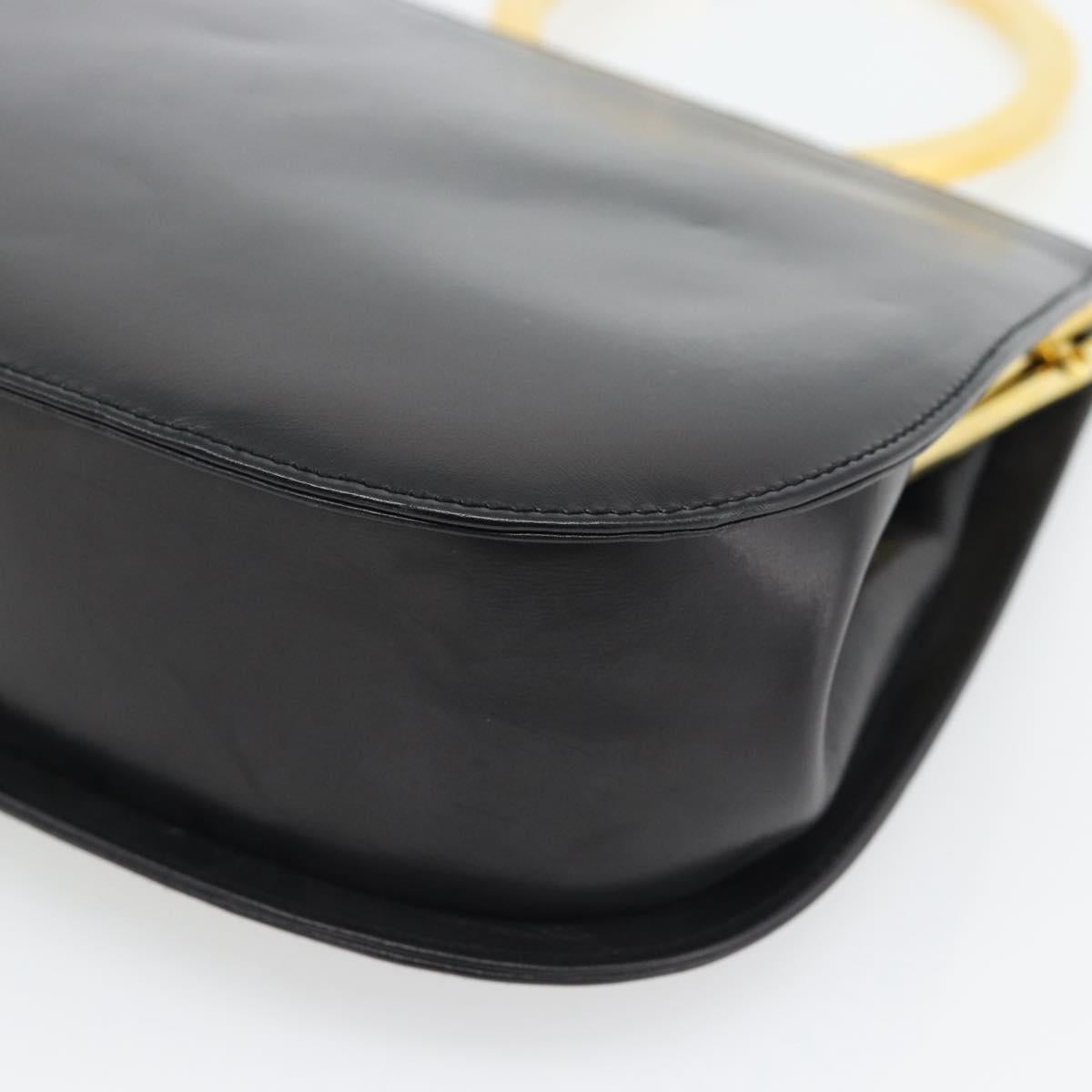 Salvatore Ferragamo Gancini Hand Bag Leather 2way Black Gold Auth 182803A