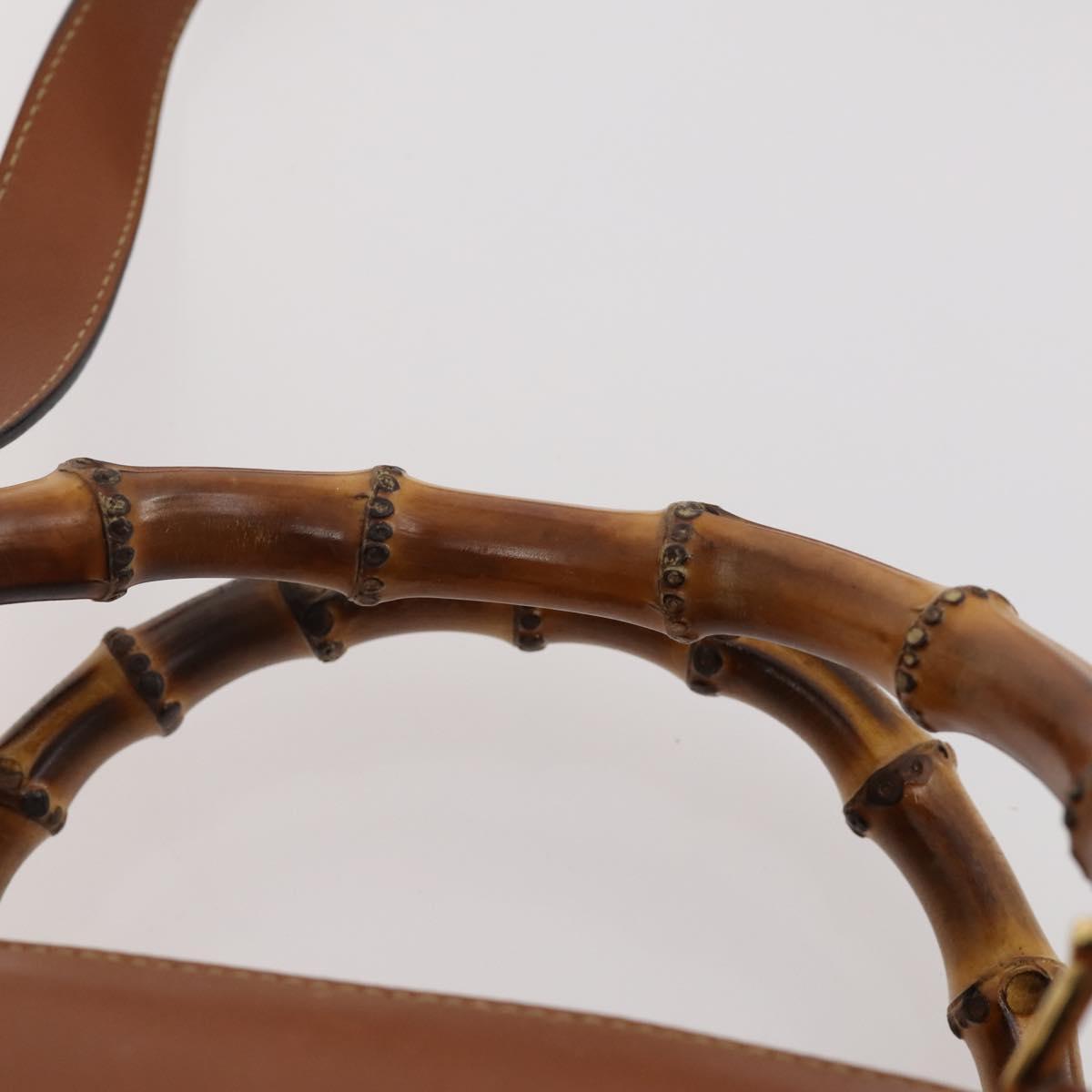 GUCCI Bamboo Hand Bag Leather 2way Brown Gold 002 2855 0322 0 Auth 182806