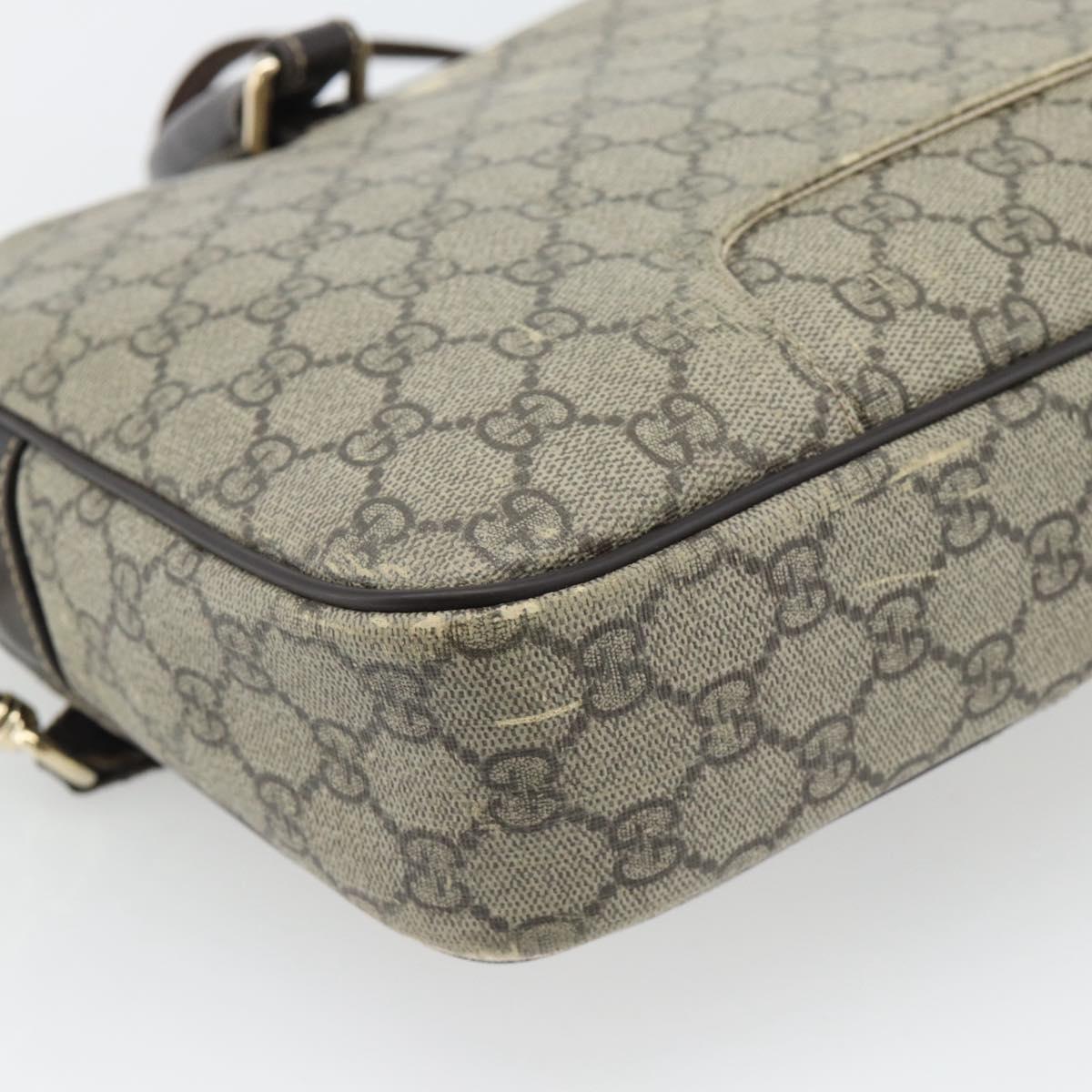 GUCCI GG Supreme Hand Bag PVC 2way Beige Gold 322287 Auth 182807