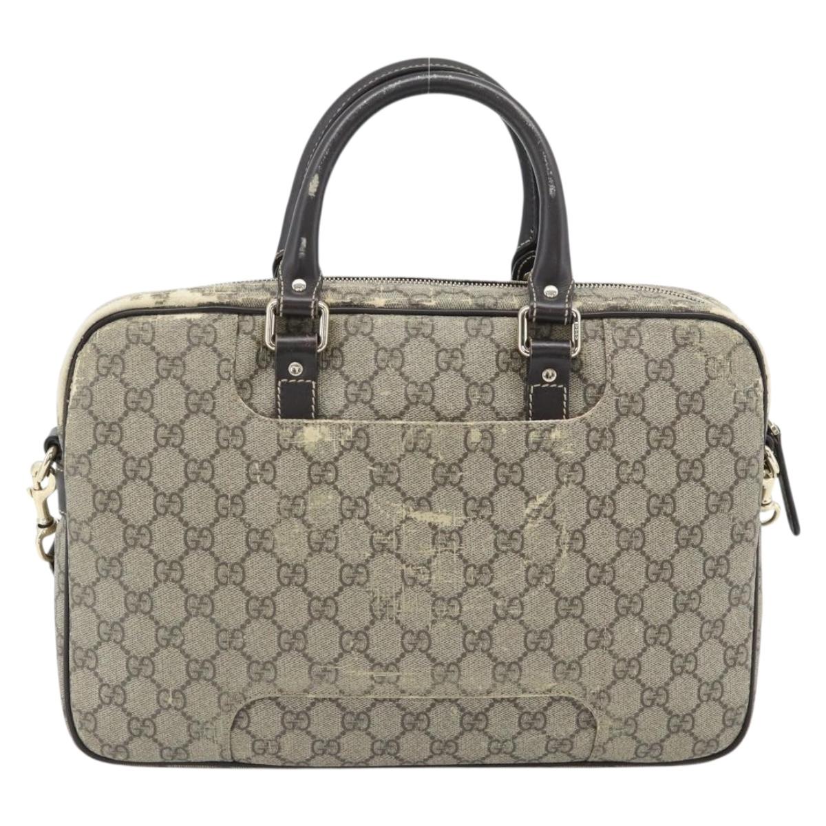 GUCCI GG Supreme Hand Bag PVC 2way Beige Gold 322287 Auth 182807