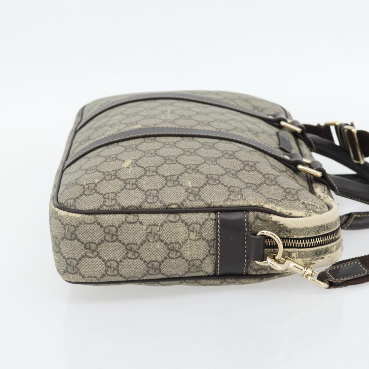 GUCCI GG Supreme Hand Bag PVC 2way Beige Gold 322287 Auth 182807