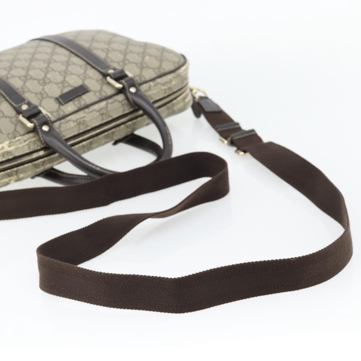 GUCCI GG Supreme Hand Bag PVC 2way Beige Gold 322287 Auth 182807