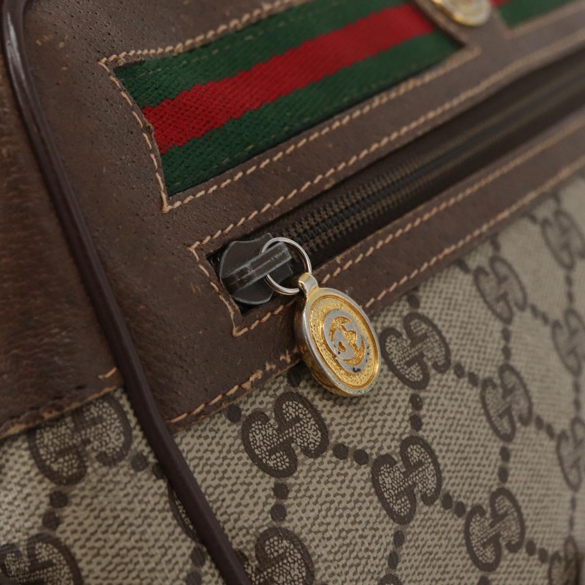 GUCCI GG Supreme Web Sherry Line Bag PVC Beige Gold 56 02 088 Auth 182809