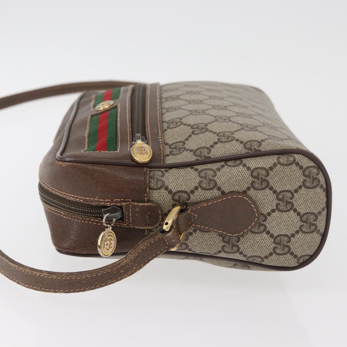 GUCCI GG Supreme Web Sherry Line Bag PVC Beige Gold 56 02 088 Auth 182809