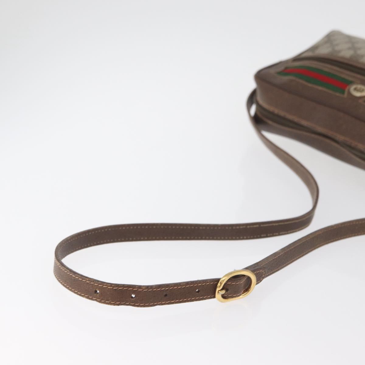 GUCCI GG Supreme Web Sherry Line Bag PVC Beige Gold 56 02 088 Auth 182809