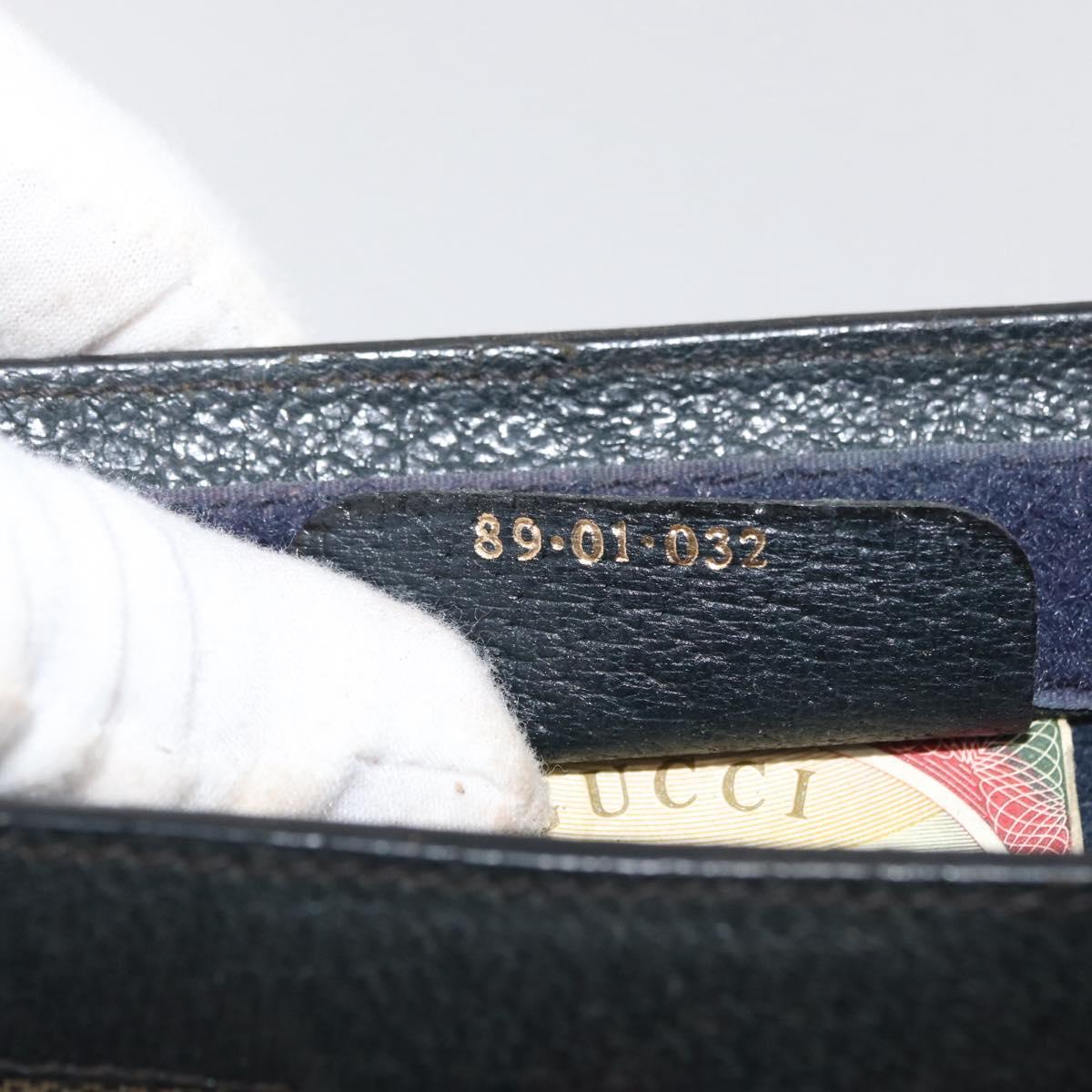 GUCCI GG Supreme Sherry Line Clutch Bag PVC Navy Red 89 01 032 Auth 182810