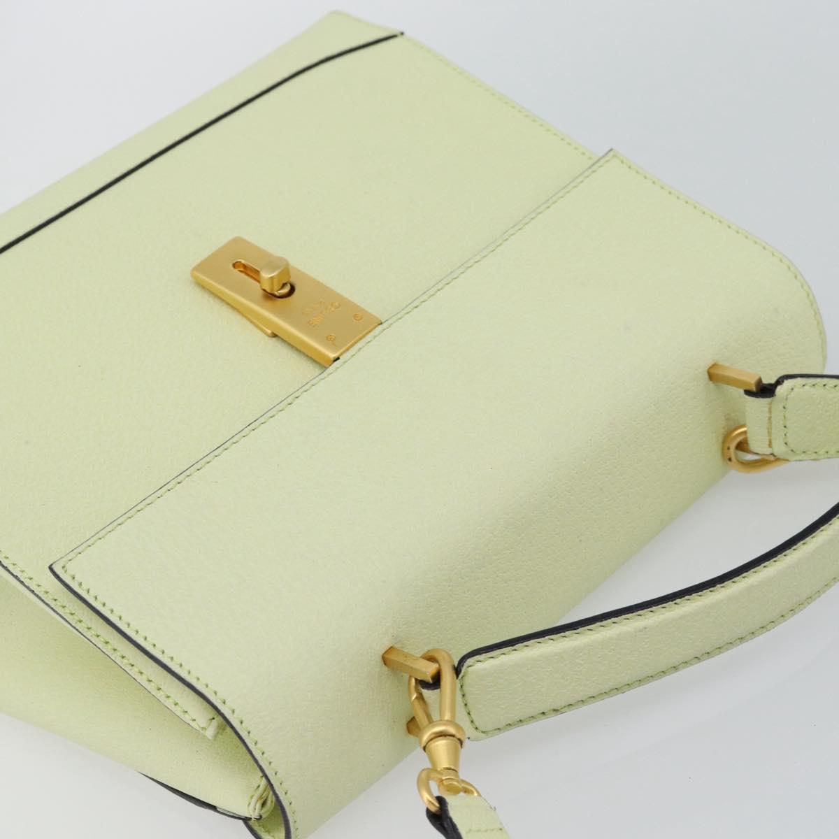 CELINE Hand Bag Leather 2way Yellow Gold Auth 182813