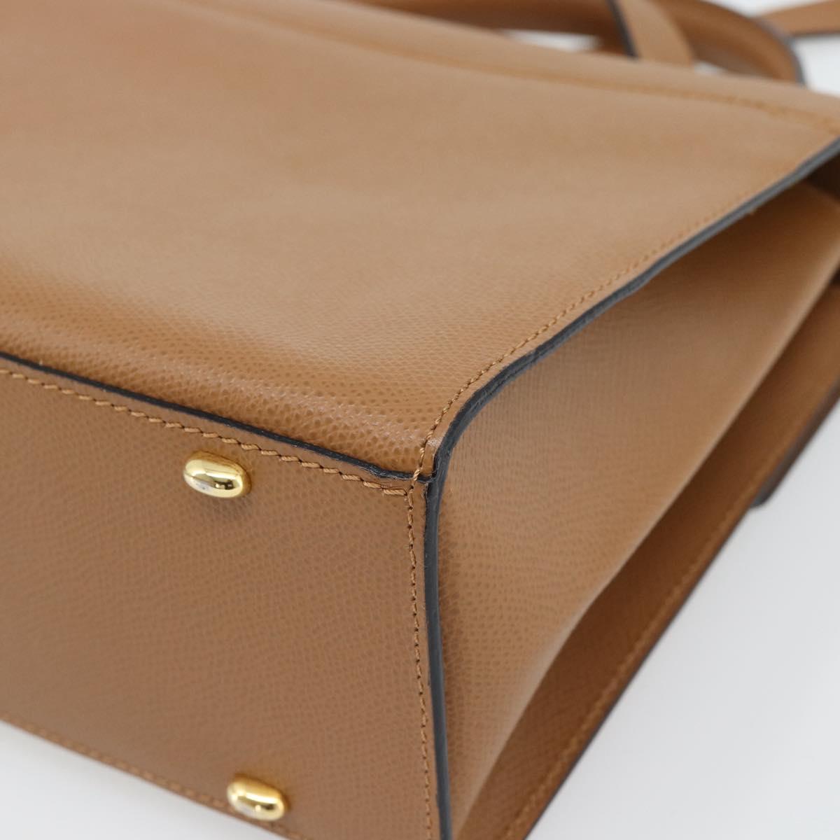 CELINE Hand Bag Leather 2way Brown Gold Auth 182814