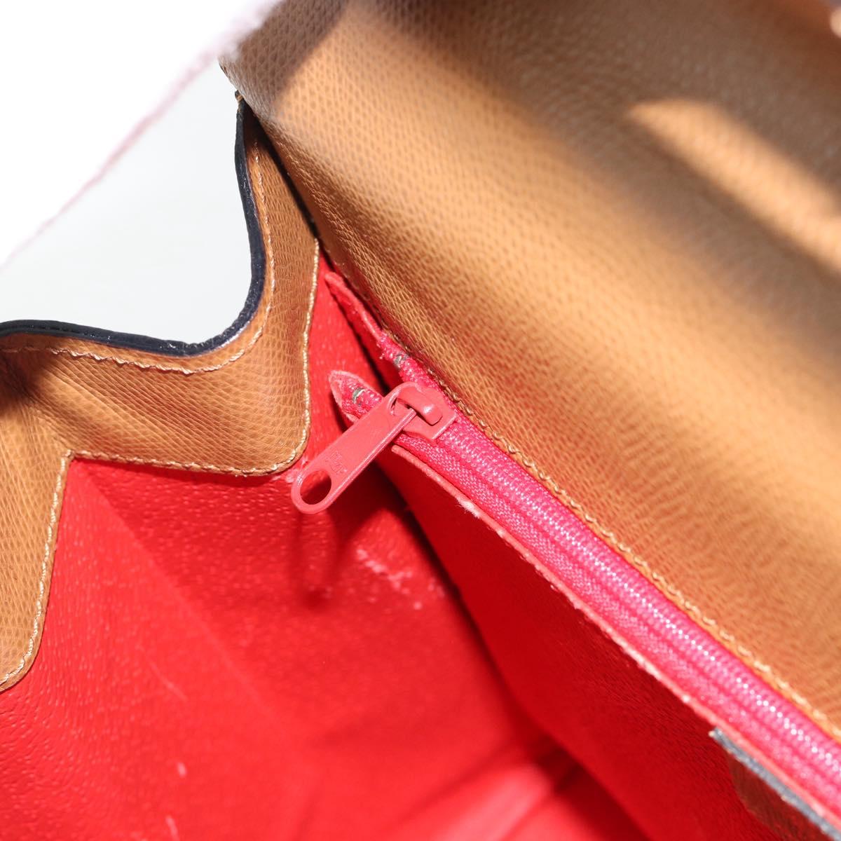 CELINE Hand Bag Leather 2way Brown Gold Auth 182814