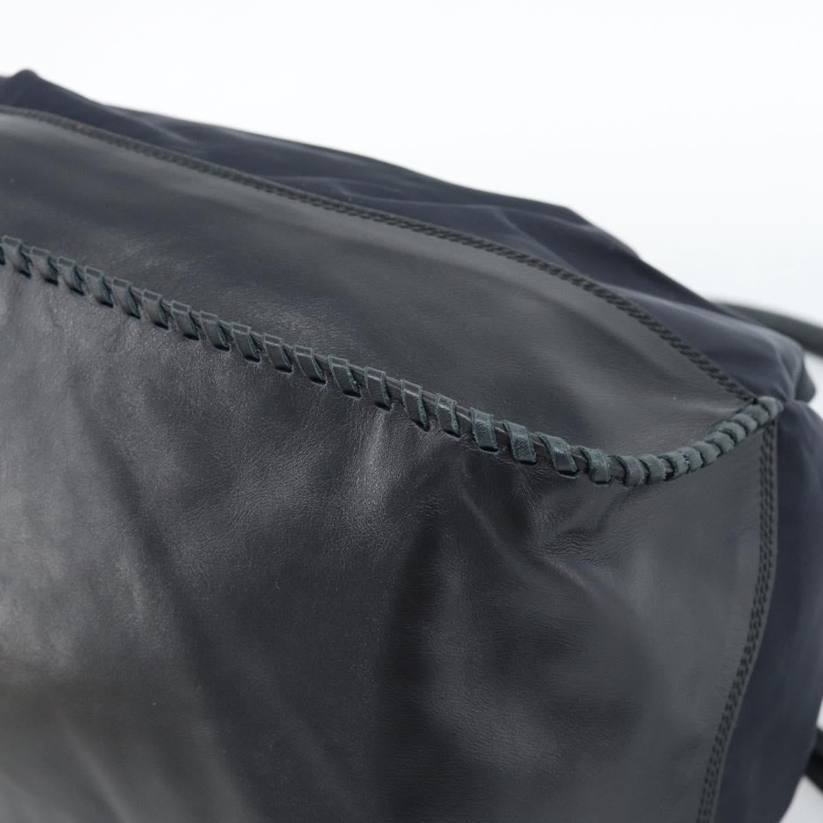 PRADA Shoulder Bag Nylon Leather Black Silver Auth 182816V