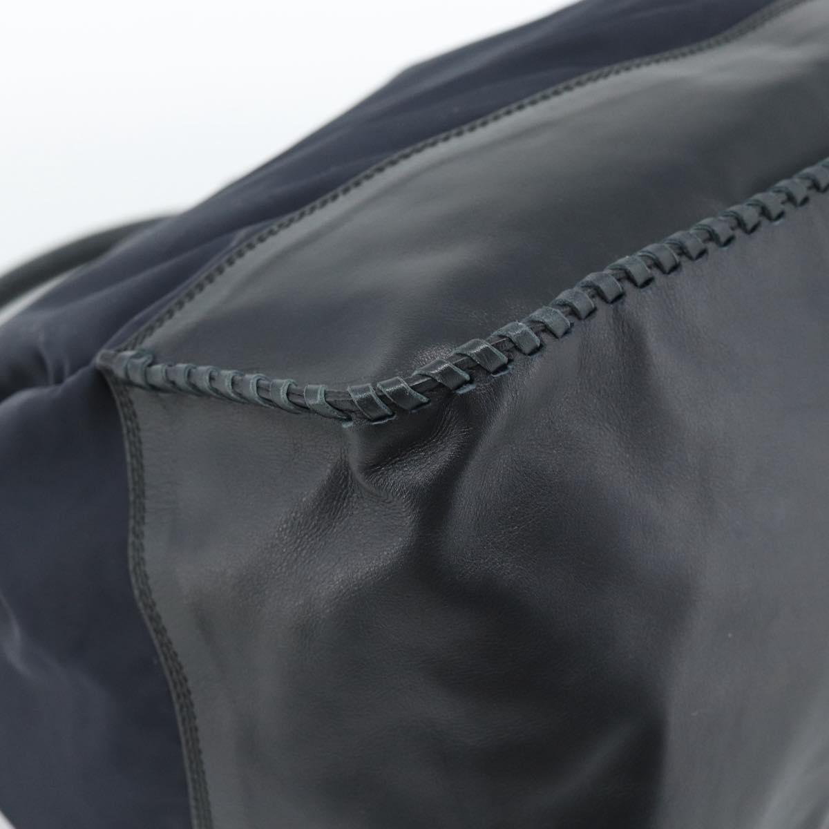 PRADA Shoulder Bag Nylon Leather Black Silver Auth 182816V