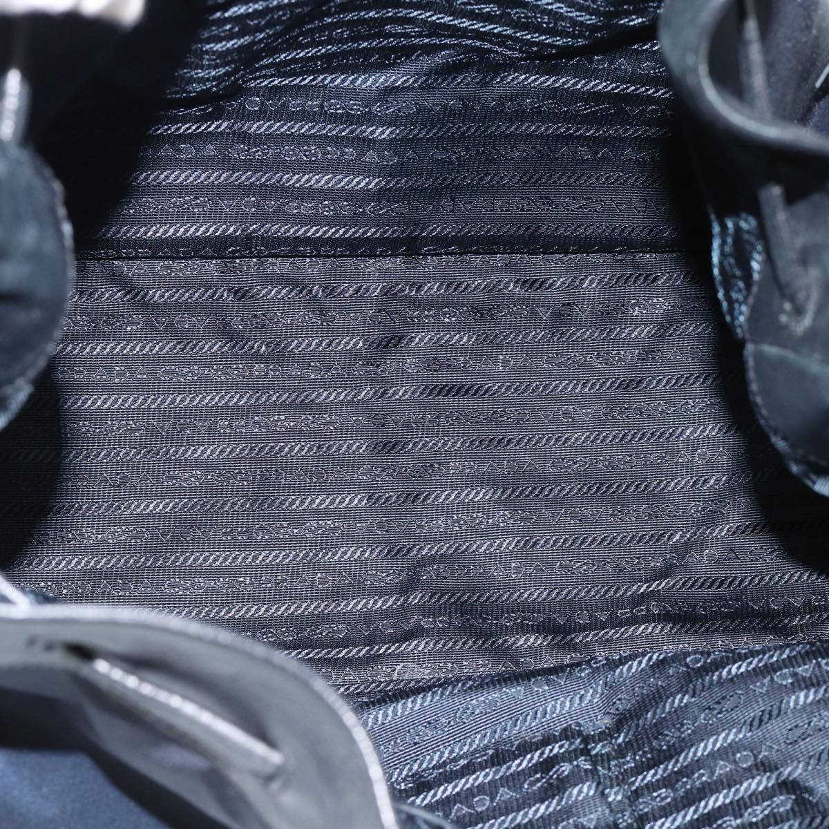 PRADA Shoulder Bag Nylon Leather Black Silver Auth 182816V