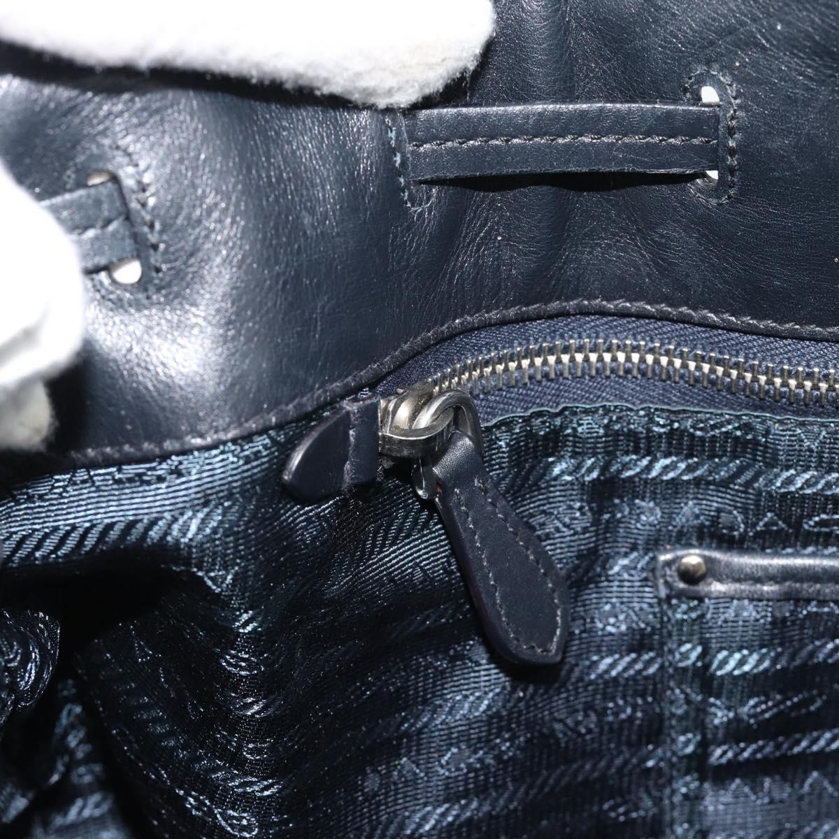 PRADA Shoulder Bag Nylon Leather Black Silver Auth 182816V