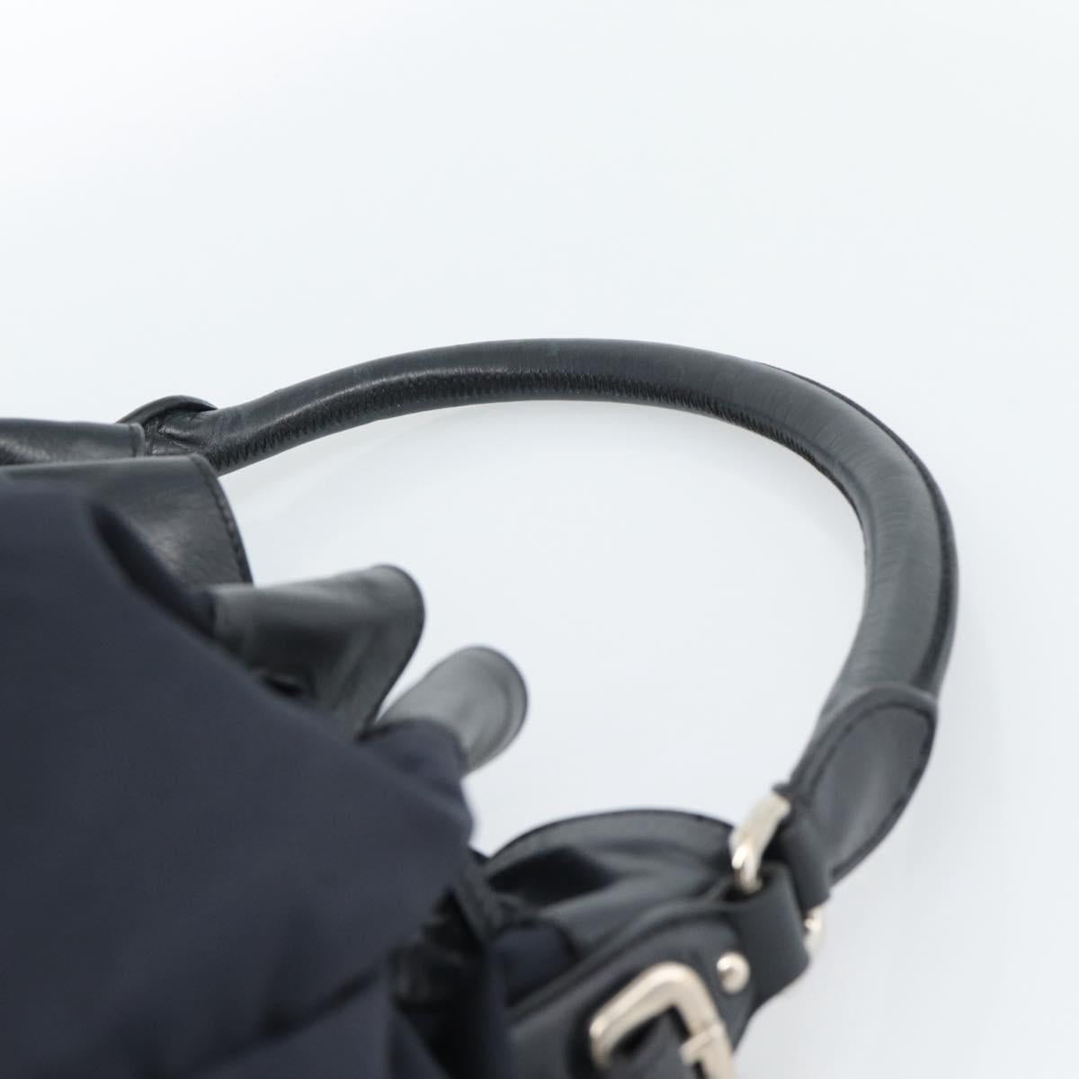 PRADA Shoulder Bag Nylon Leather Black Silver Auth 182816V