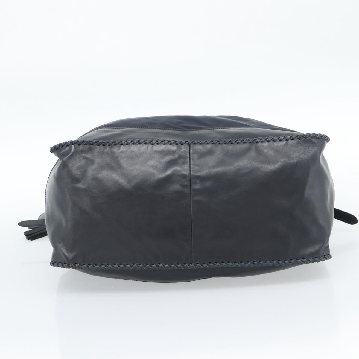 PRADA Shoulder Bag Nylon Leather Black Silver Auth 182816V